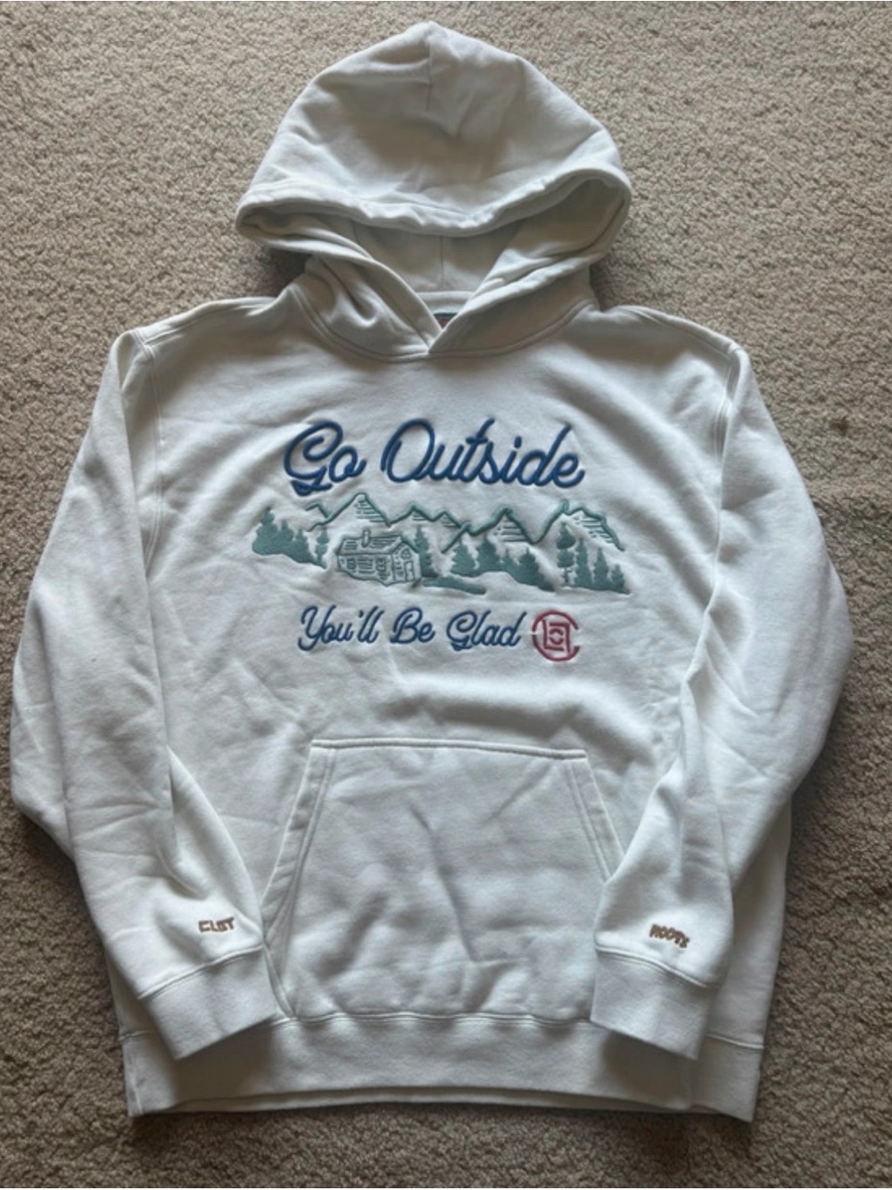 Roots x Clot 'Go Outside' Hooded Sweater with Mountain Embroidery- medium